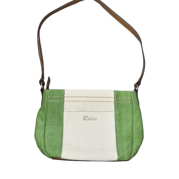 Vintage Y2K Relic Green Cream Mini Shoulder Crossbody Canvas Purse - Picture 2 of 15